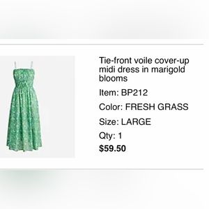 J. Crew Green Spaghetti Strap Sundress Resort Wear Midi